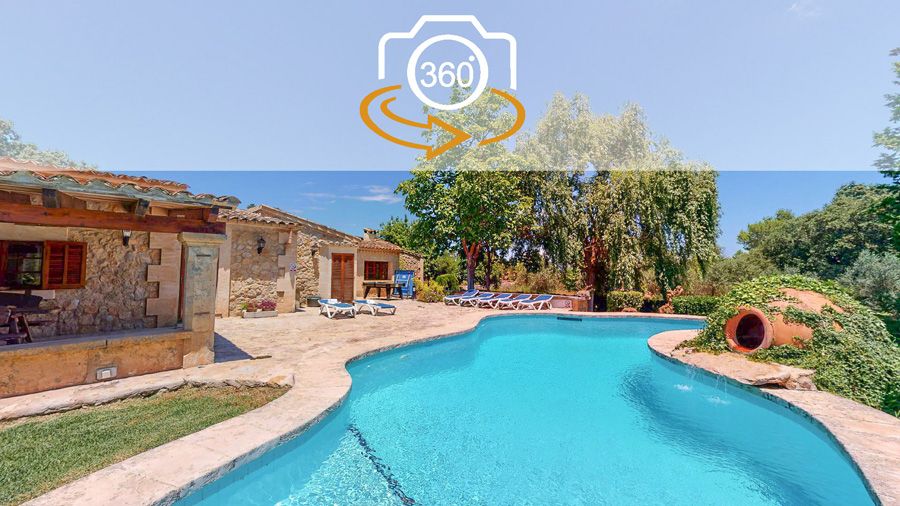 Virtual tour of 4 bedroom finca Pollensa with pool and holiday rental license